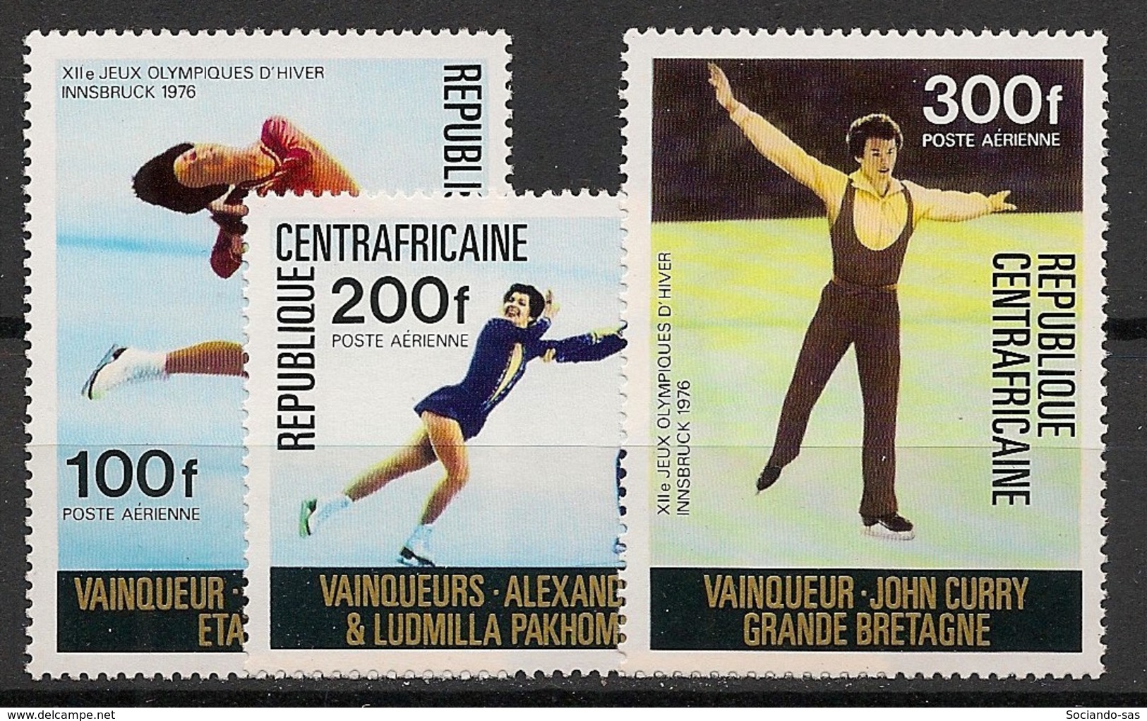 Centrafricaine - 1976 - Poste Aérienne PA N°Yv. 150 à 152 - Olympics / Innsbruck 76 - Neuf Luxe ** / MNH / Postfrisch - Zentralafrik. Republik