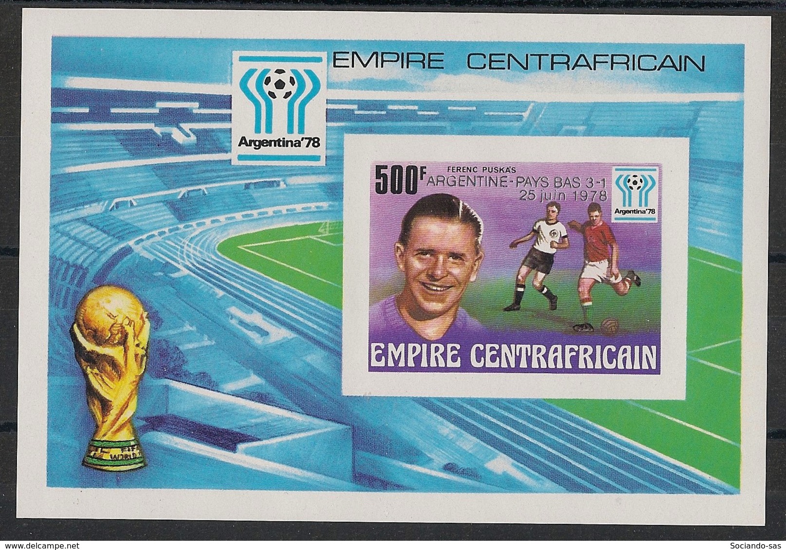 Centrafricaine - 1978 - Bloc Feuillet BF N°Yv. 27 - Football - Non Dentelé / Imperf. - Neuf Luxe ** / MNH / Postfrisch - 1978 – Argentine