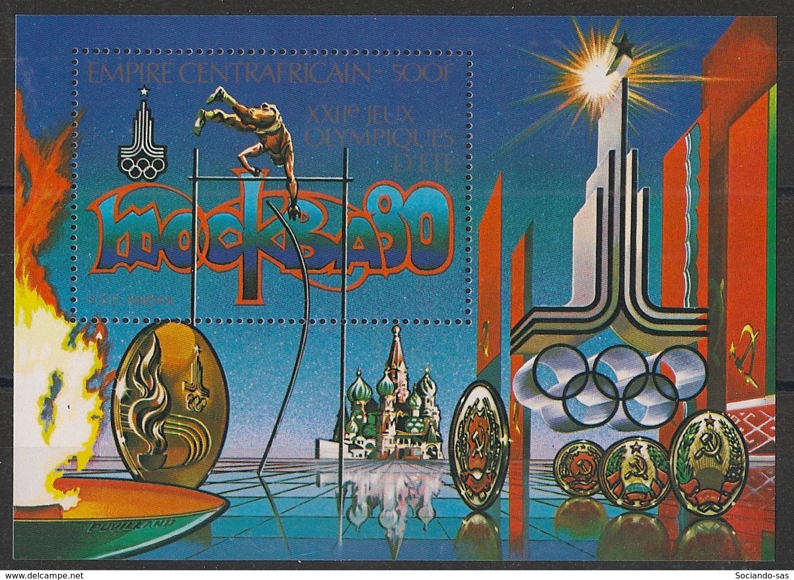 Centrafricaine - 1979 - Bloc Feuillet BF N°Yv. 34 - Olympics Moscou 80 - Neuf Luxe ** / MNH / Postfrisch - Centrafricaine (République)