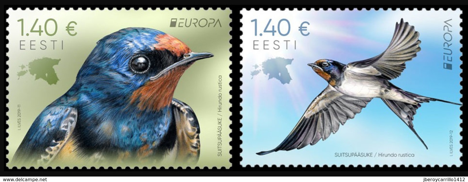 ESTONIA /ESTLAND /EESTI /ESTONIE - EUROPA 2019 -NATIONAL BIRDS.-"AVES - BIRDS - VÖGEL -OISEAUX"- SERIE De 2 TIMBRES - 2019