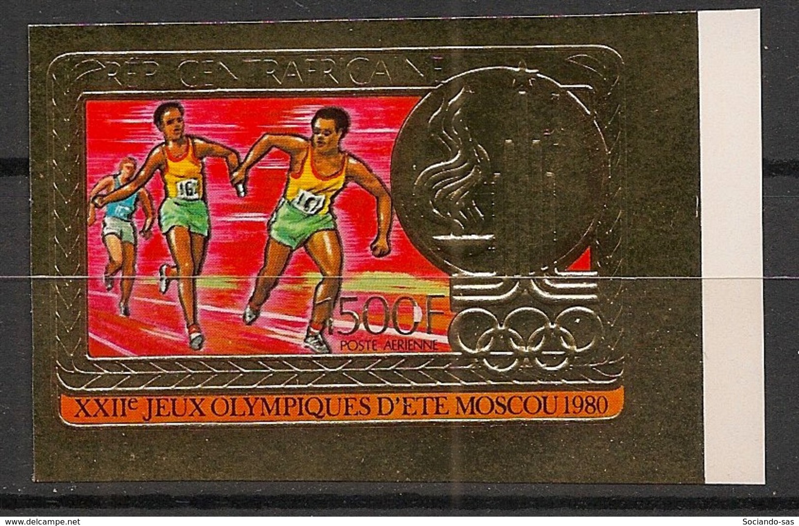 Centrafricaine - 1980 - PA N°Yv. 226 - Olympics Moscou OR - Non Dentelé / Imperf. - Neuf Luxe ** / MNH / Postfrisch - Ete 1980: Moscou