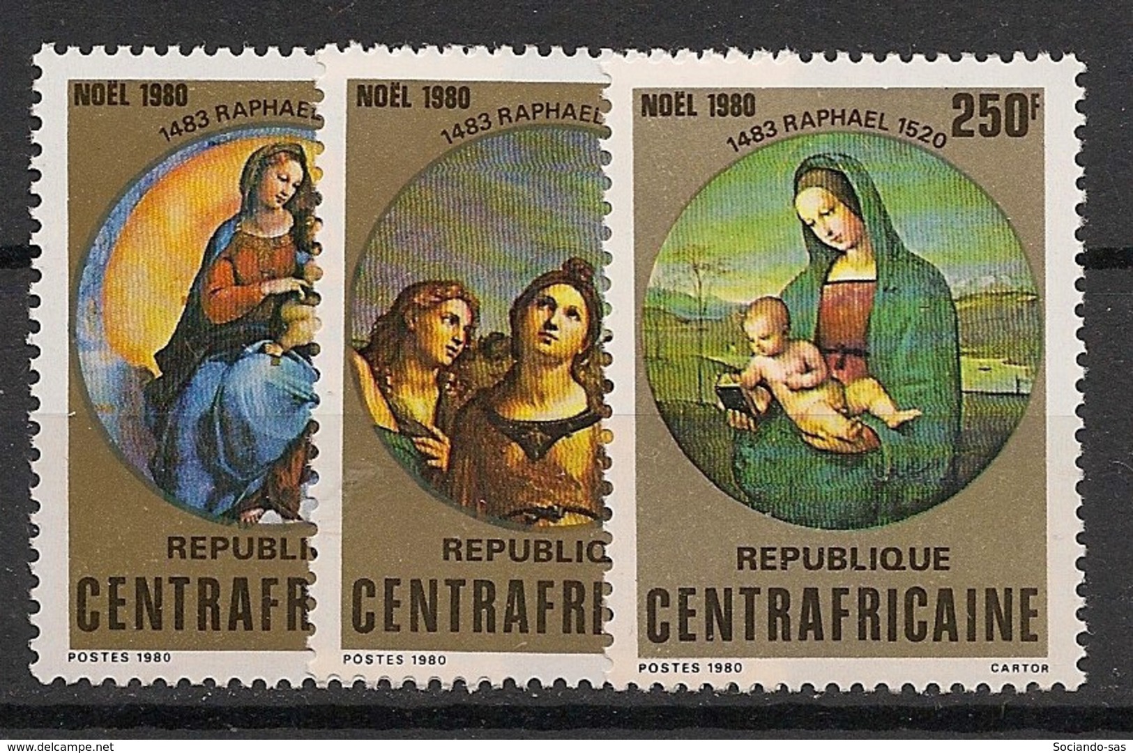 Centrafricaine - 1980 - N°Yv. 423 à 425 - Noel / Raphael - Neuf Luxe ** / MNH / Postfrisch - Zentralafrik. Republik