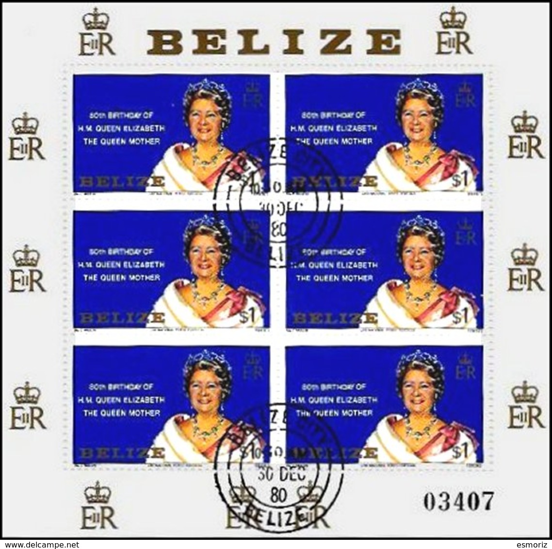 BELIZE, Royalty: The Queen Mother, Yv 503, Used, F/VF, Cat. € 5 - Belize (1973-...)