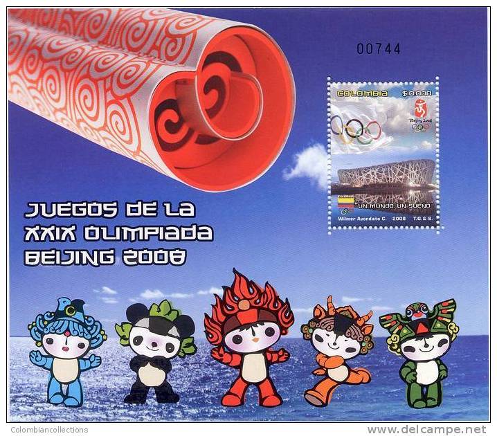 Lote 42H, Colombia, 2008, HF Juegos Olimpicos De Beijing, Sport, Olympic SS - Colombia