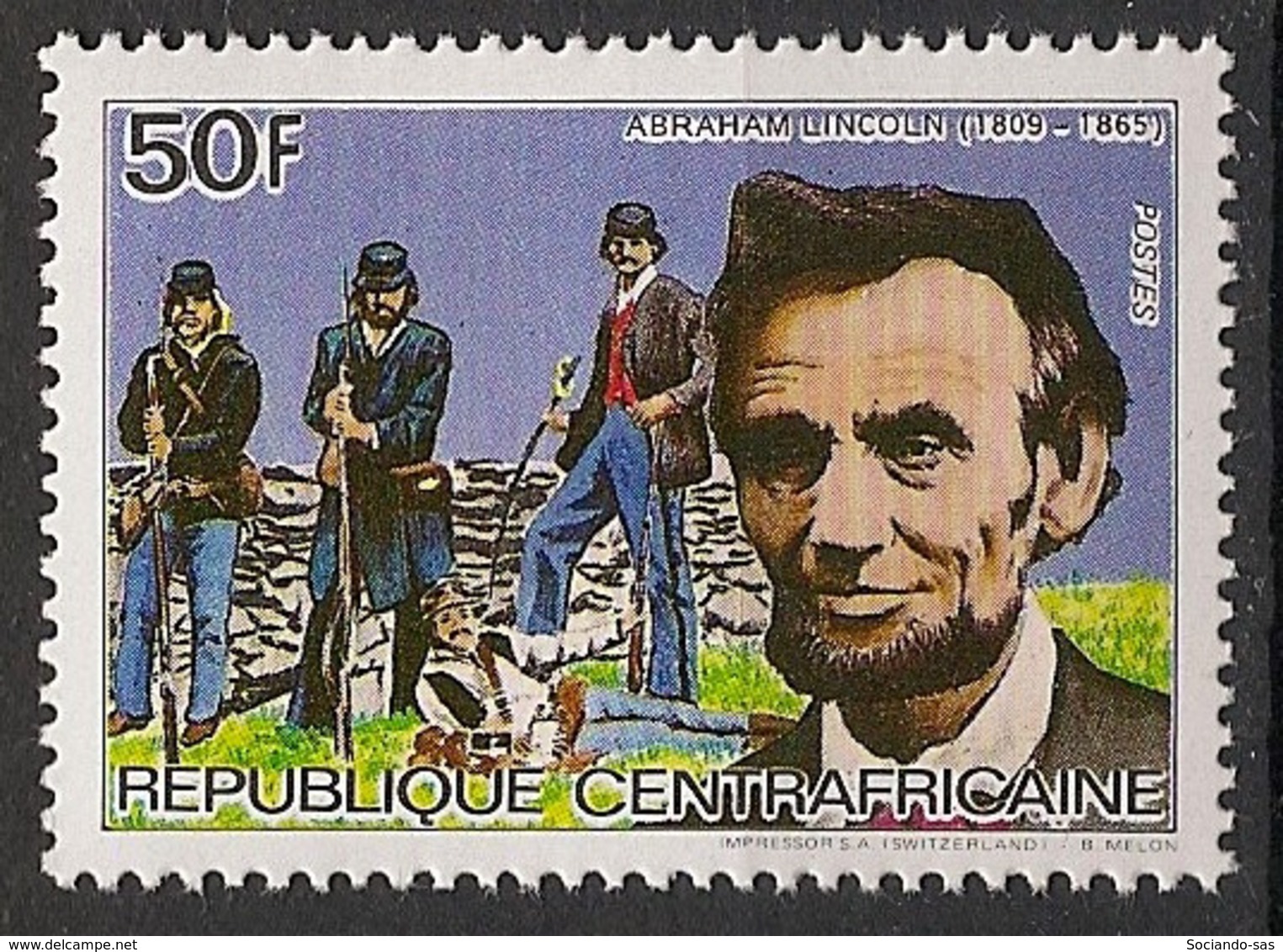 Centrafricaine - 1984 - N°Yv. 653J - Lincoln - Neuf Luxe ** / MNH / Postfrisch - Altri & Non Classificati