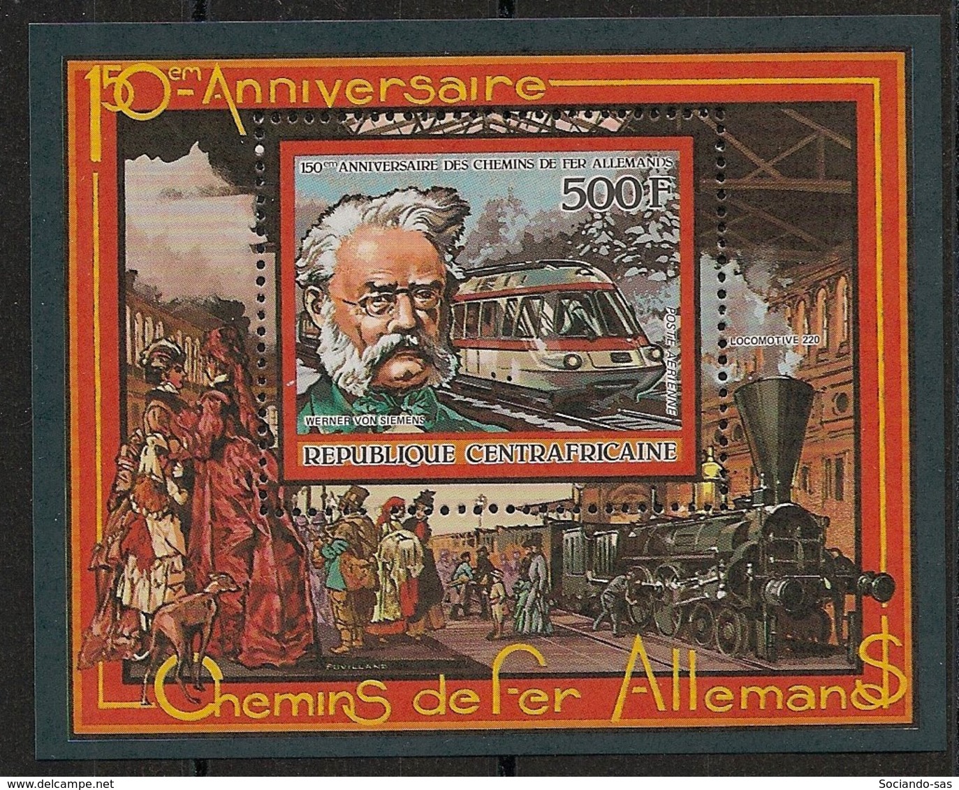 Centrafricaine - 1986 - Bloc Feuillet BF N°Yv. 88 - Locomotive - Neuf Luxe ** / MNH / Postfrisch - Zentralafrik. Republik