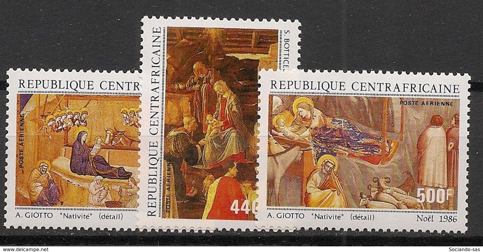 Centrafricaine - 1986 - Poste Aérienne PA N°Yv. 350 à 352 - Noel / Giotto - Neuf Luxe ** / MNH / Postfrisch - Religious