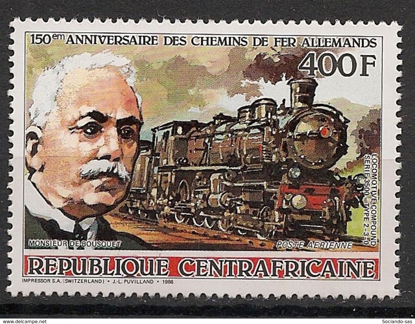 Centrafricaine - 1986 - Poste Aérienne PA N°Yv. 360 - Train - Neuf Luxe ** / MNH / Postfrisch - Zentralafrik. Republik