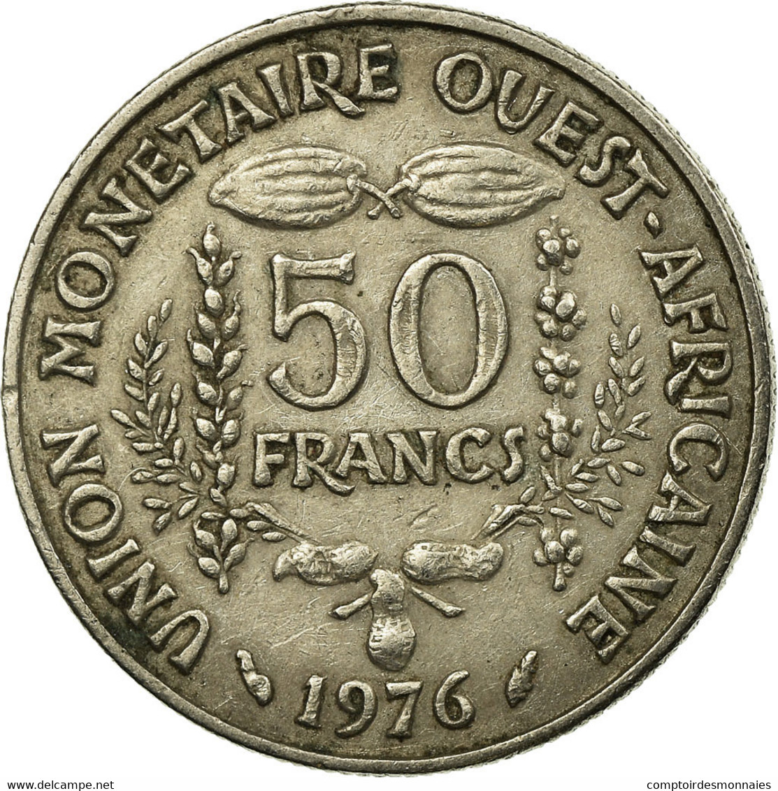 Monnaie, West African States, 50 Francs, 1976, TTB, Copper-nickel, KM:6 - Côte-d'Ivoire