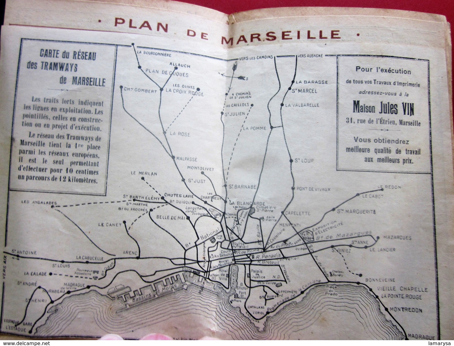 1949 LIVRET MARSEILLAIS RUES DE MARSEILLE PLAN CARTE PLANS des RESEAUX  DE TRAMWAYS  Schémas de lignes cie maritime