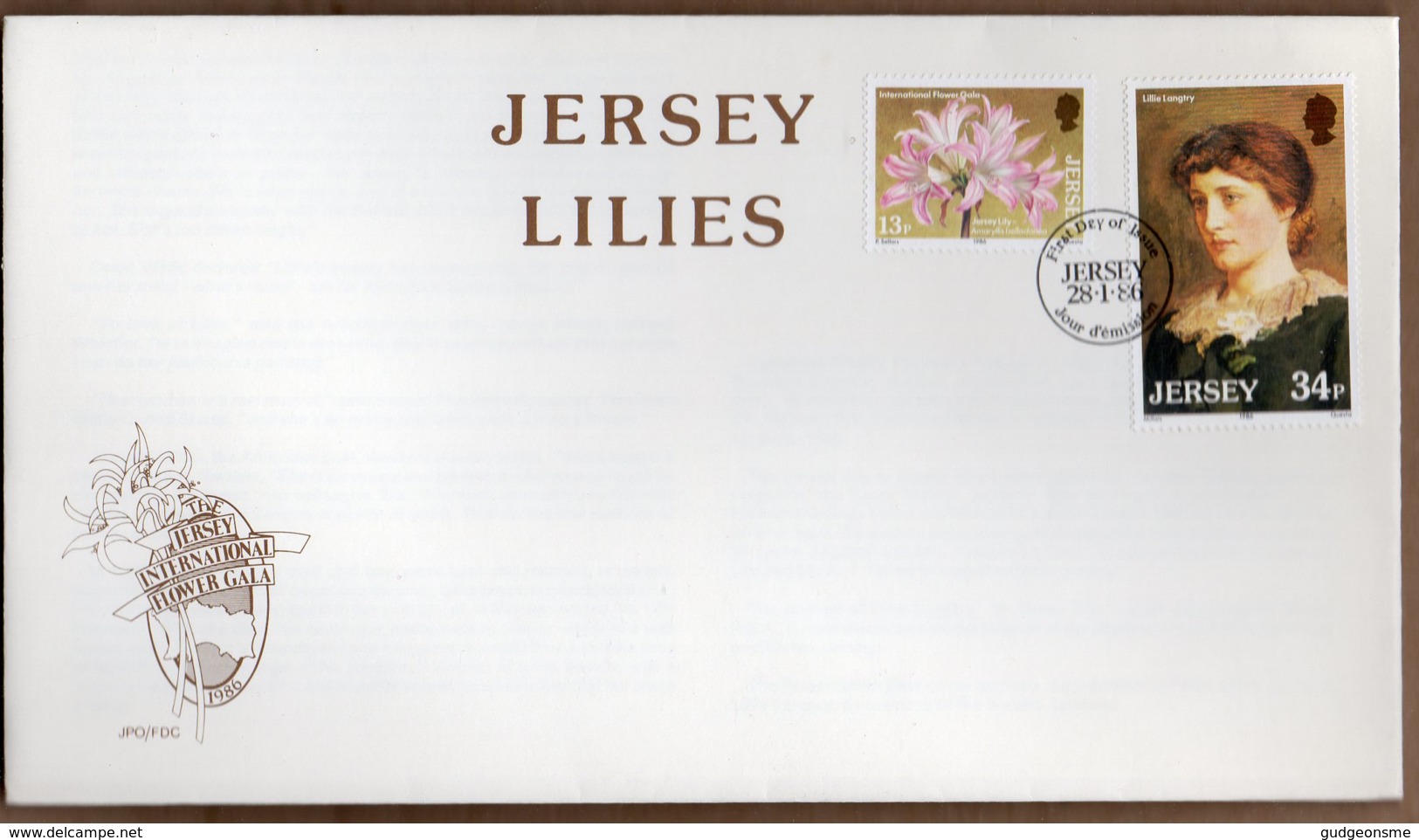 1986 Jersey Lilies Set FDC - Jersey