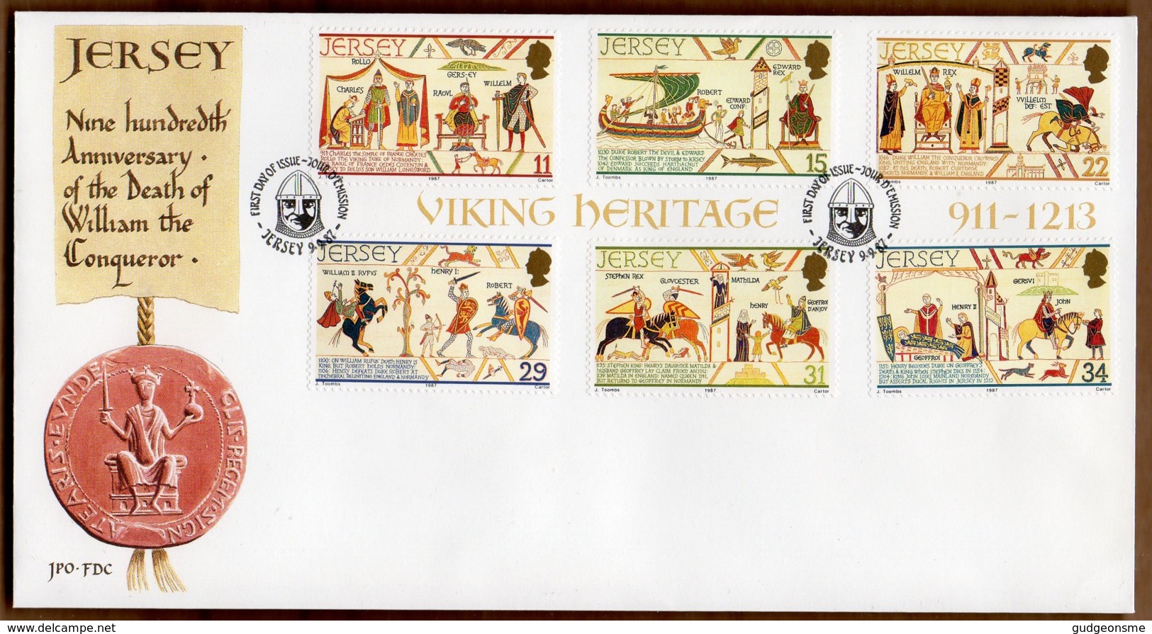 1987 William The Conqueror Set FDC - Jersey