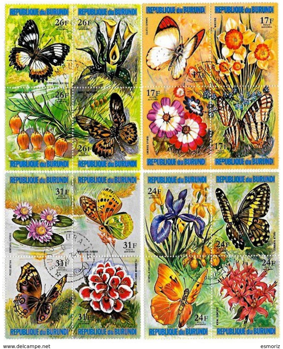 BURUNDI, Butterflies, Yv 553-76, Av 289-312, Used, F/VF, Cat. € 11 - Neufs