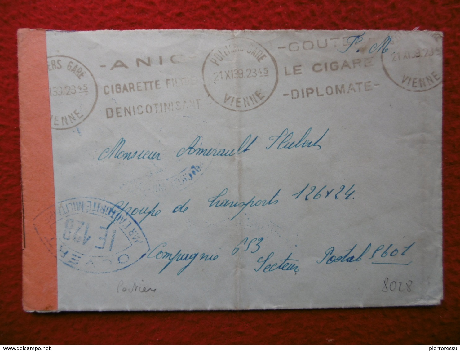 CENSURE SUR LETTRE FRANCHISE MILITAIRE FLAMME POITIERS 1939 - 1921-1960: Période Moderne