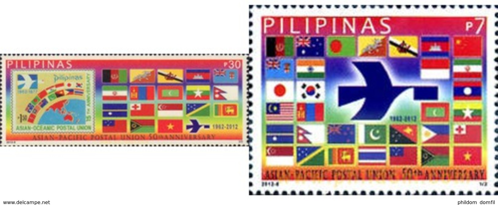 Ref. 299934 * MNH * - PHILIPPINES. 2012. CINCUENTENARIO DE LA UNION POSTAL DE ASIA-PACIFICO - Philippines