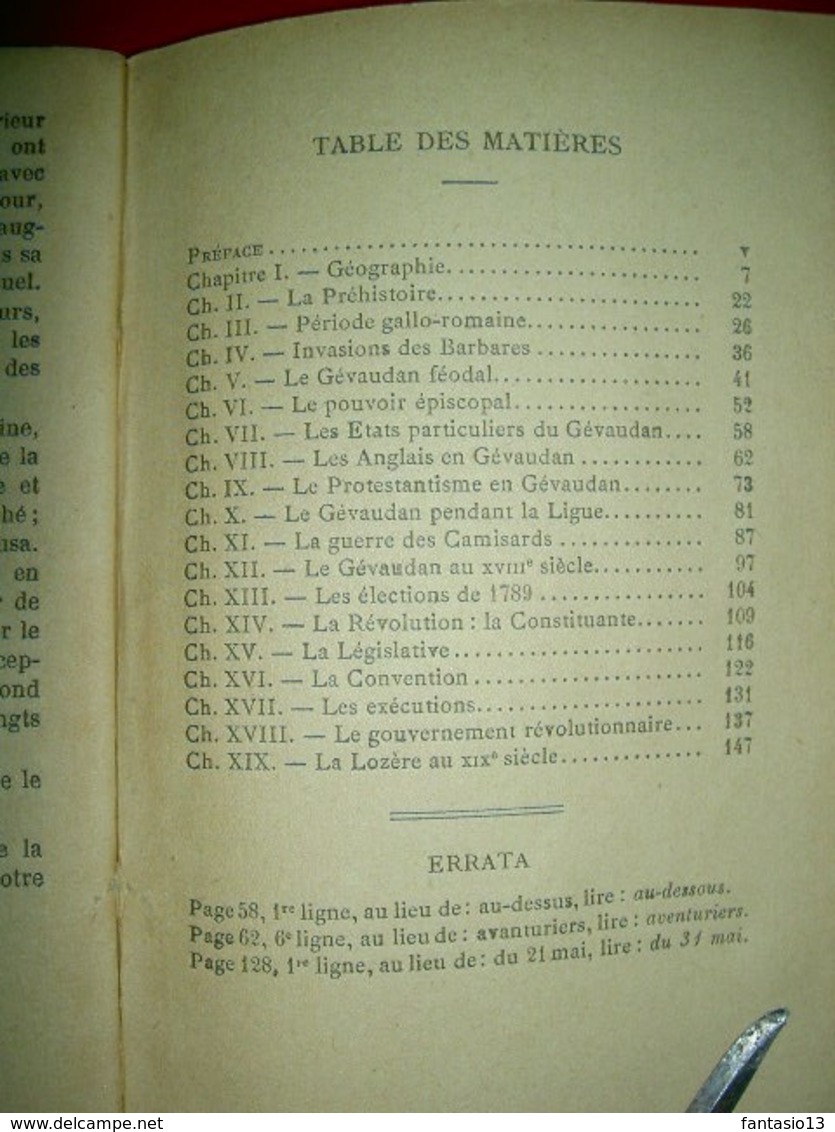 Histoire De Gévaudan - Lozère  J.-B. Delon 1941 - Languedoc-Roussillon