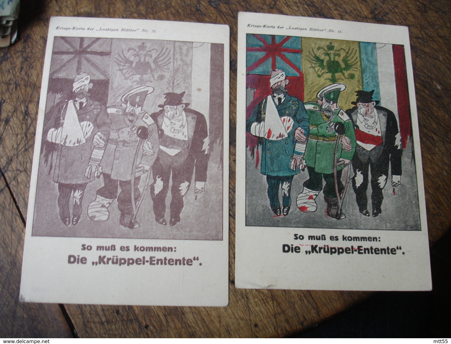 Lot De 2 Carte Propagande Allemande Deutschland  Allies Blesses - Oorlog 1914-18