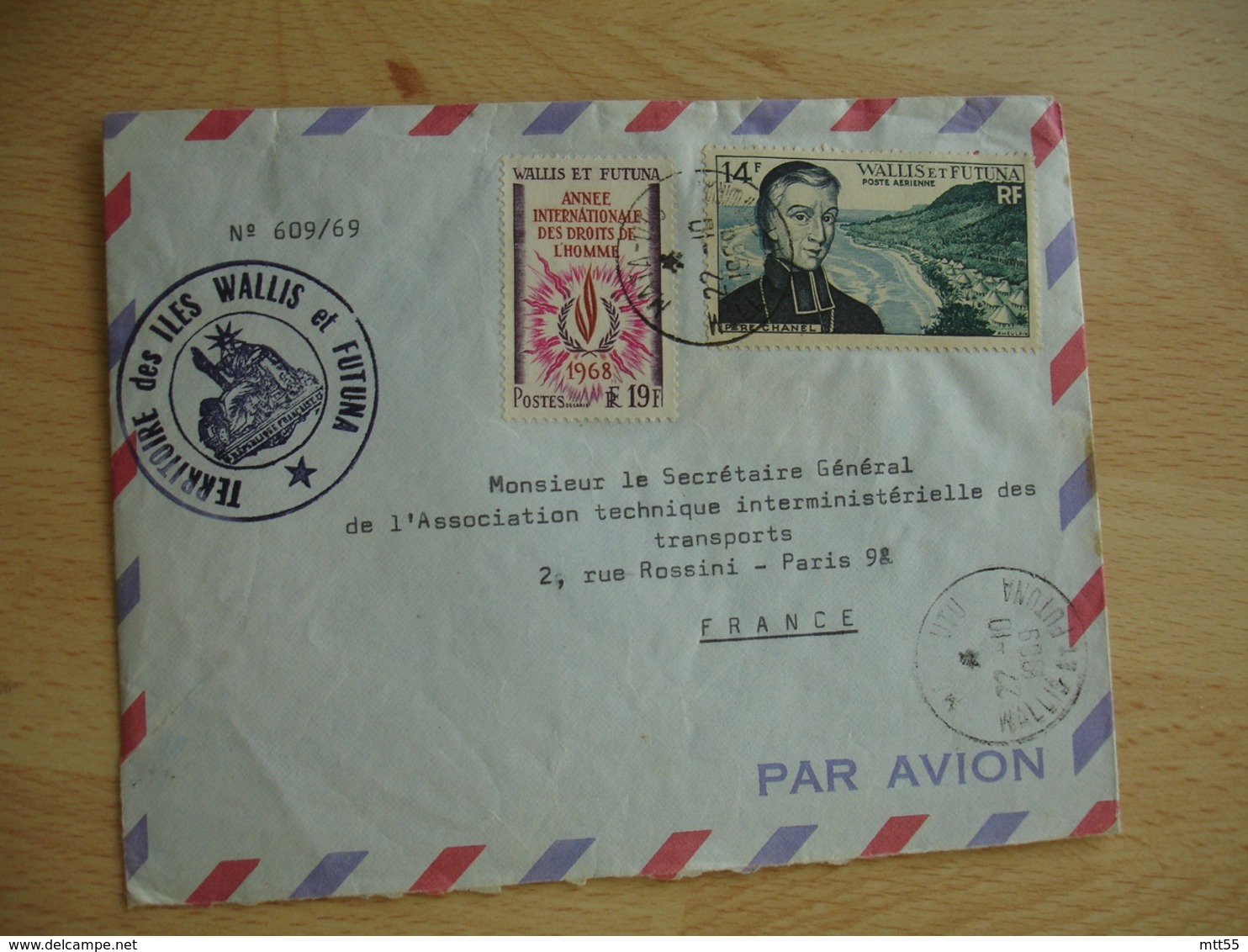 Wallis Et Futuna Lettre 2 Timbre Annee Internationale Droits Homme Et Pere Chanel - Lettres & Documents