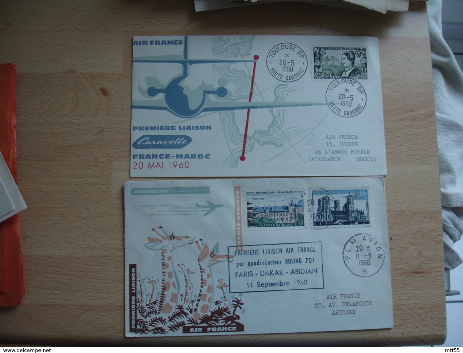 Lot De 6  Lettre Aviation 1 Er Vol Caravelle Air France" Tout En Photo - 1921-1960: Période Moderne