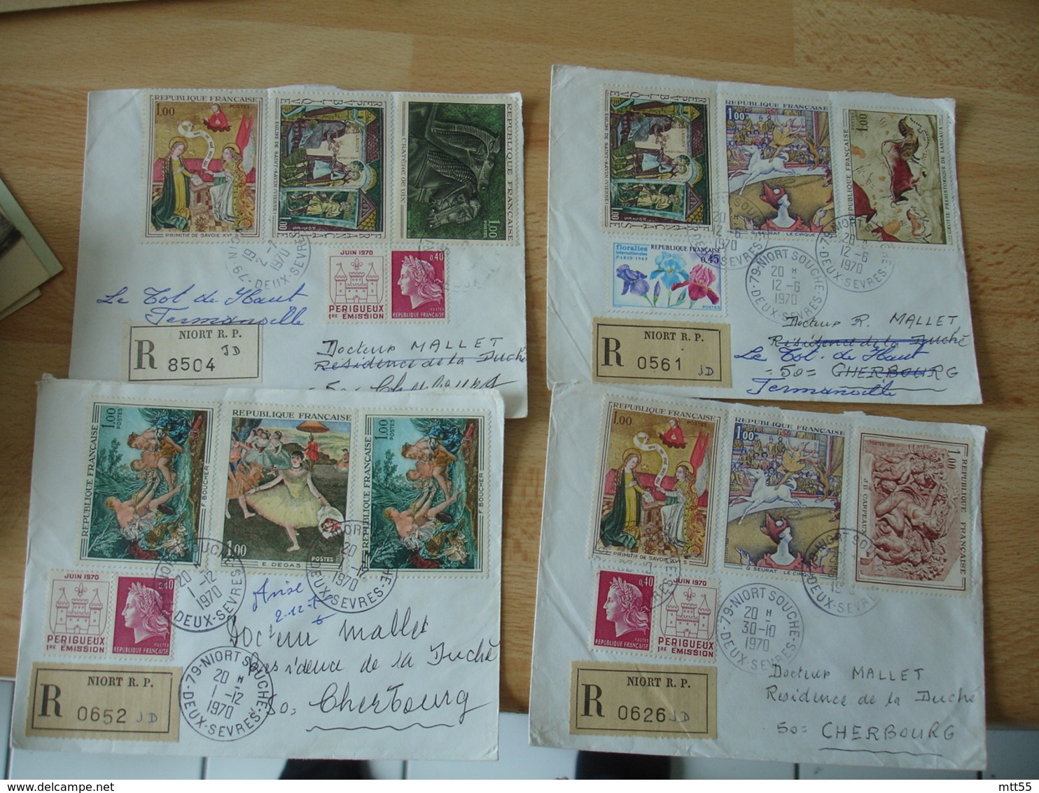 Niort Lot 4 Lettre Recommande Affranchissement Philatelique Timbre Grand Format Tableau - 1961-....