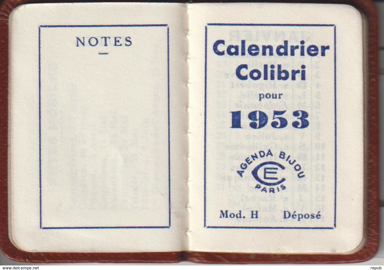 Petit Calendrier Colibri 1953 Tranche Doré TTB - Tamaño Pequeño : 1941-60