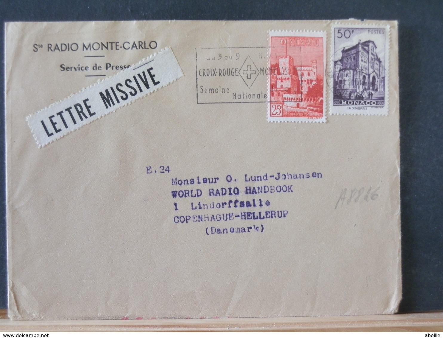 A8826 LETTRE    MONACO   POUR DANMARK - Lettres & Documents