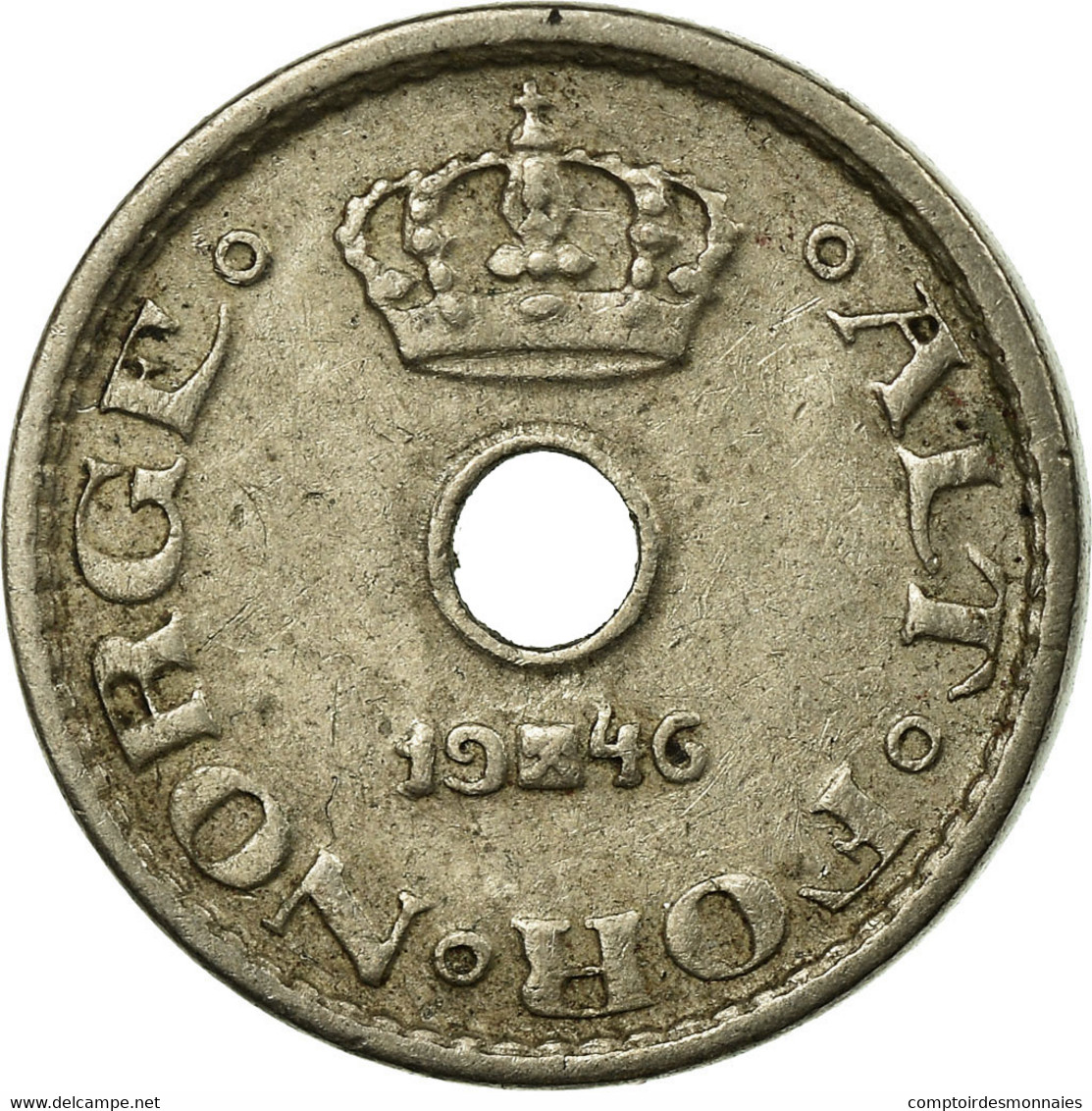 Monnaie, Norvège, Haakon VII, 10 Öre, 1946, TTB, Copper-nickel, KM:383 - Norvège