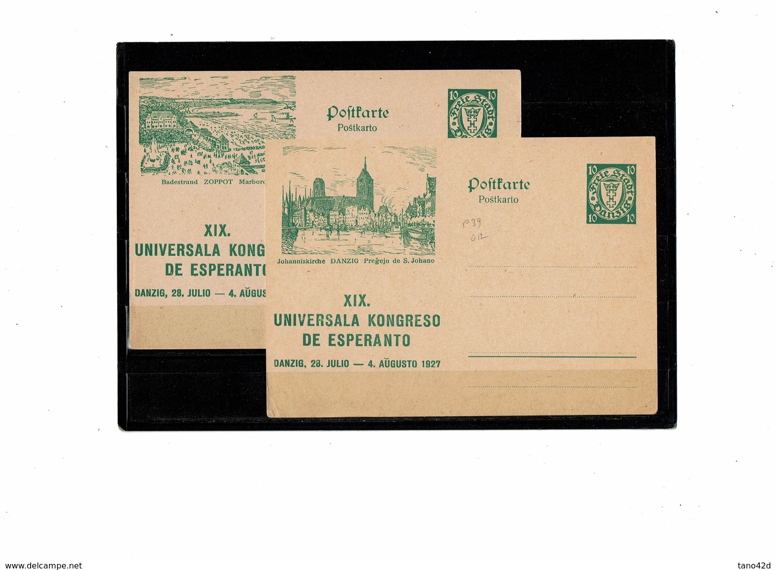 FAL7-  DANTZIG 22 CARTES POSTALES XIX CONGRES ESPERANTO P39/40 NEUVES COTE EUR 1650 - Entiers Postaux