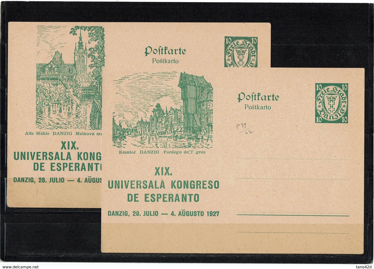 FAL7-  DANTZIG 22 CARTES POSTALES XIX CONGRES ESPERANTO P39/40 NEUVES COTE EUR 1650 - Postal  Stationery