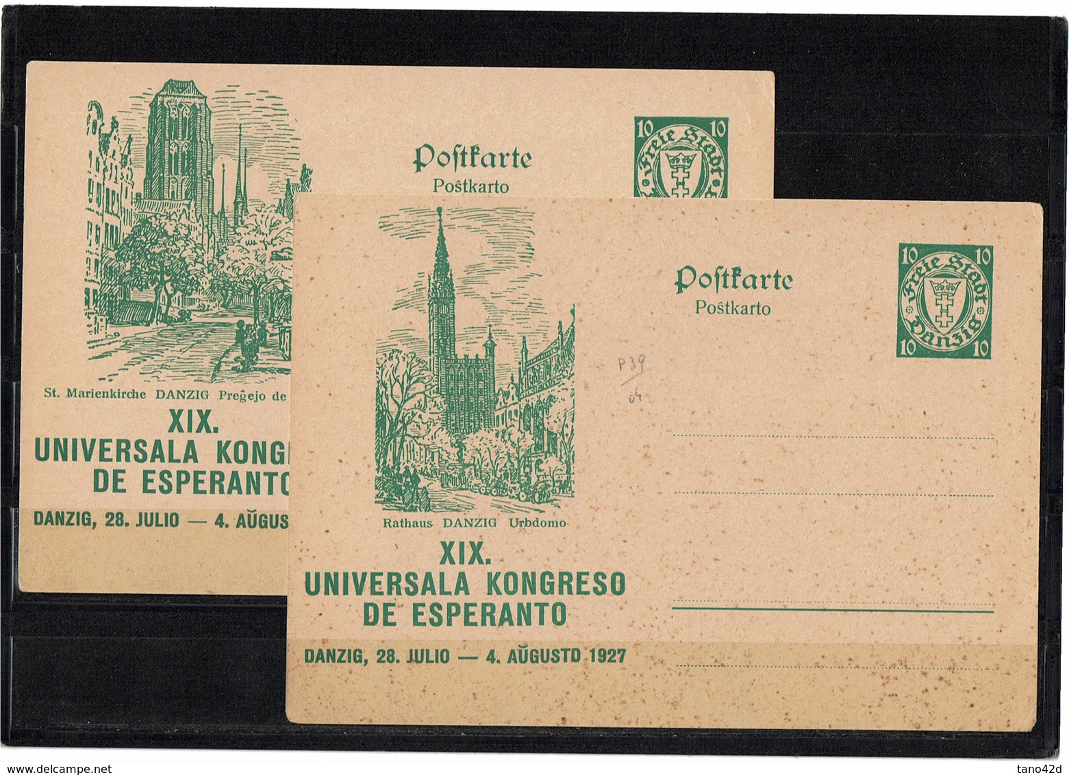 FAL7-  DANTZIG 22 CARTES POSTALES XIX CONGRES ESPERANTO P39/40 NEUVES COTE EUR 1650 - Enteros Postales