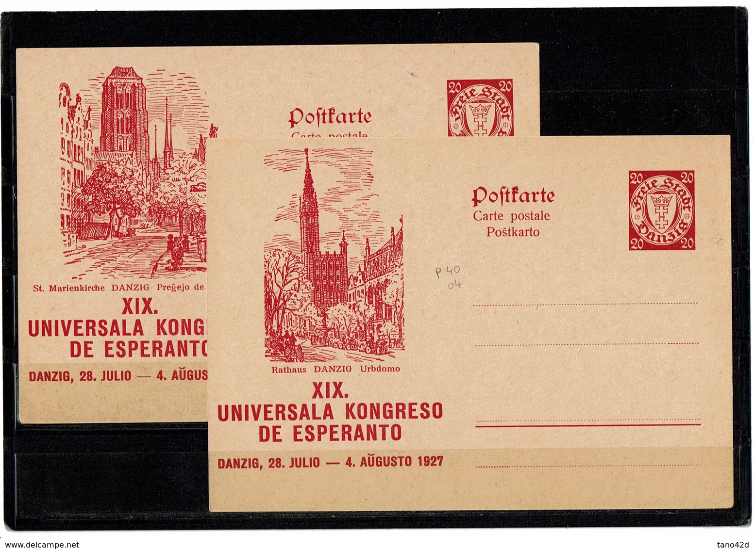 FAL7-  DANTZIG 22 CARTES POSTALES XIX CONGRES ESPERANTO P39/40 NEUVES COTE EUR 1650