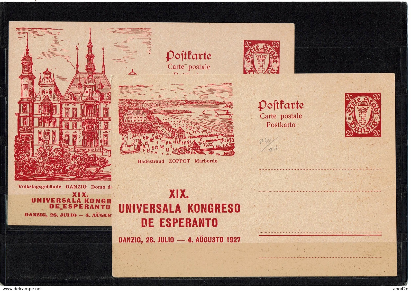 FAL7-  DANTZIG 22 CARTES POSTALES XIX CONGRES ESPERANTO P39/40 NEUVES COTE EUR 1650