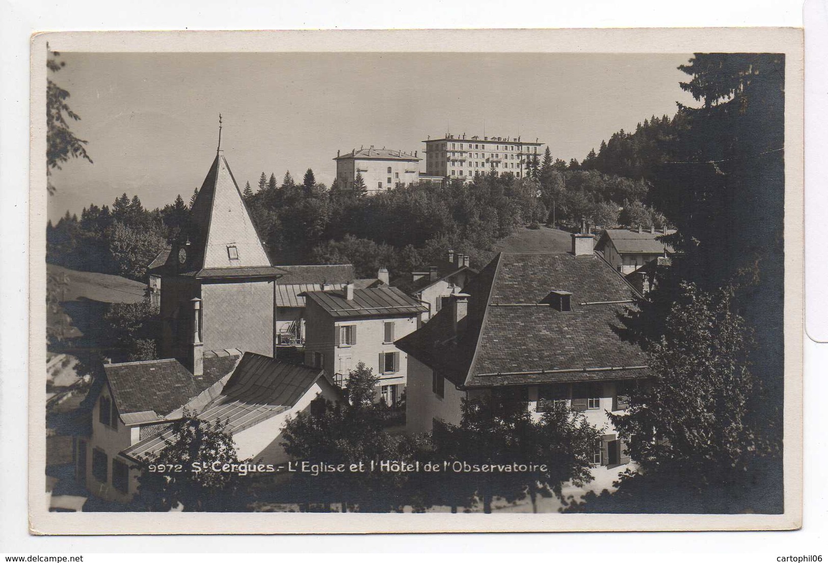 - CPSM SAINT-CERGUE (Suisse) - L'Eglise Et L'Hôtel De L'Observatoire 1952 - Photo Co 9972 - - Saint-Cergue