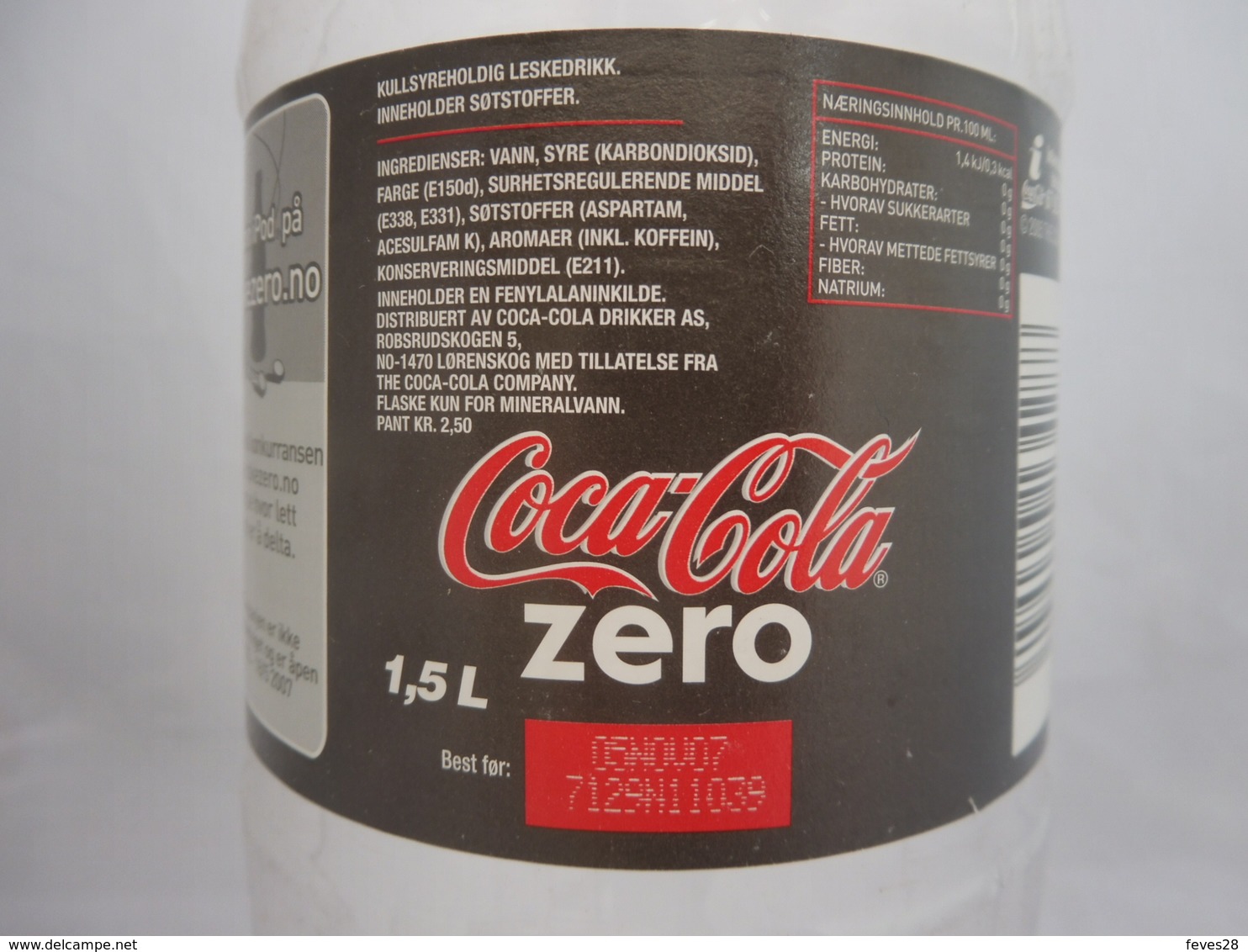 COCA COLA® ZERO BOUTEILLE PLASTIQUE VIDE 2007 NORVEGE 1.5L - Botellas