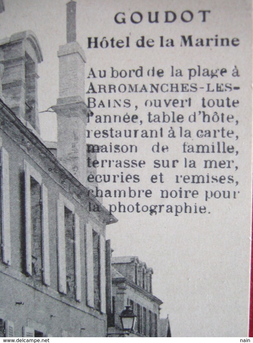 14 - ARROMANCHES - " GOUDOT  HOTEL DE LA MARINE " - BORD DE LA PLAGE, CHAMBRE NOIRE POUR LA PHOTOGRAPHIE - " TRES RARE - Arromanches