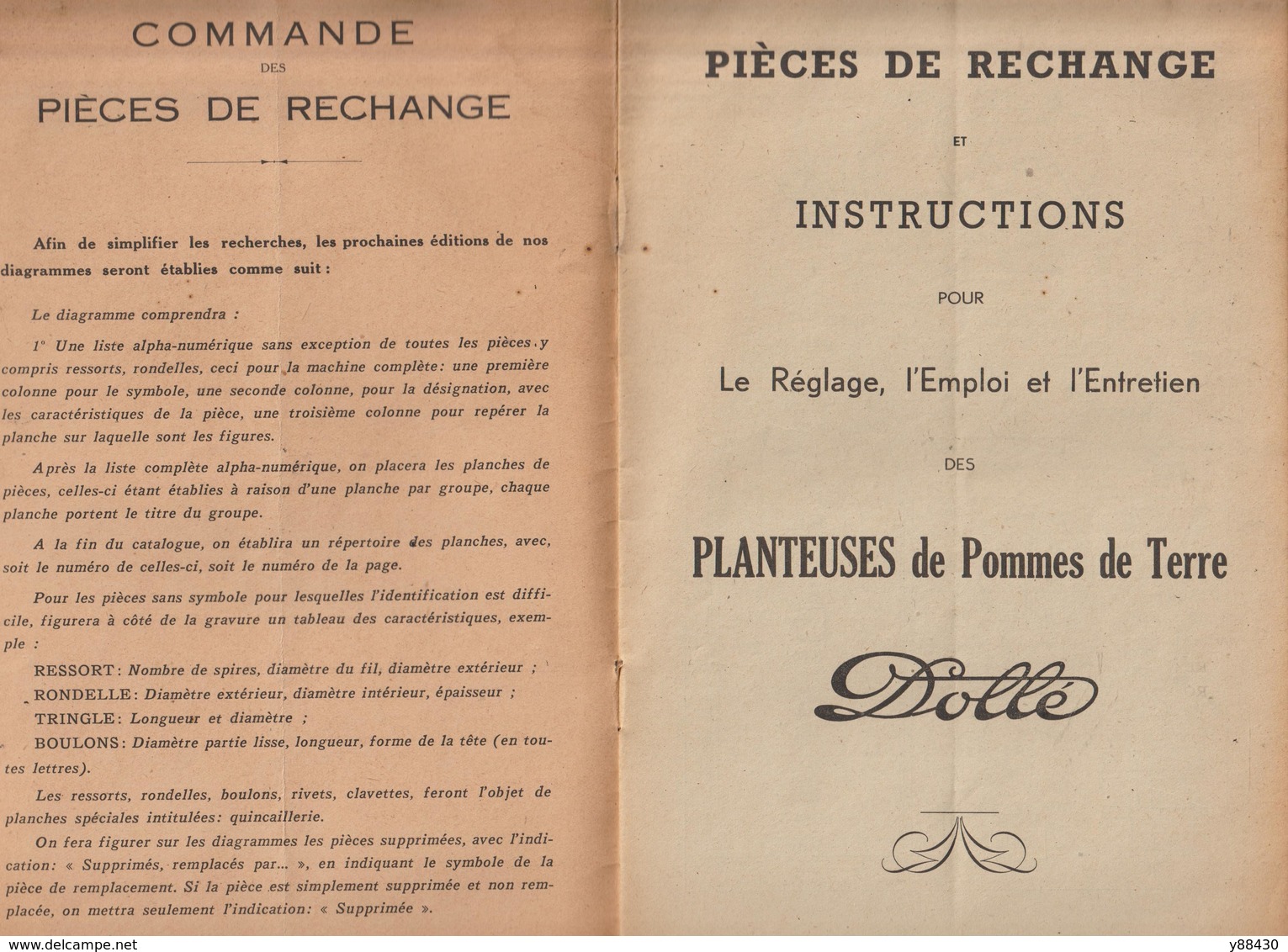 Livret Pour PLANTEUSES De POMMES De TERRE De 1945 - Ets DOLLE à VESOUL - 16 Pages - 9 Scan. - Machines