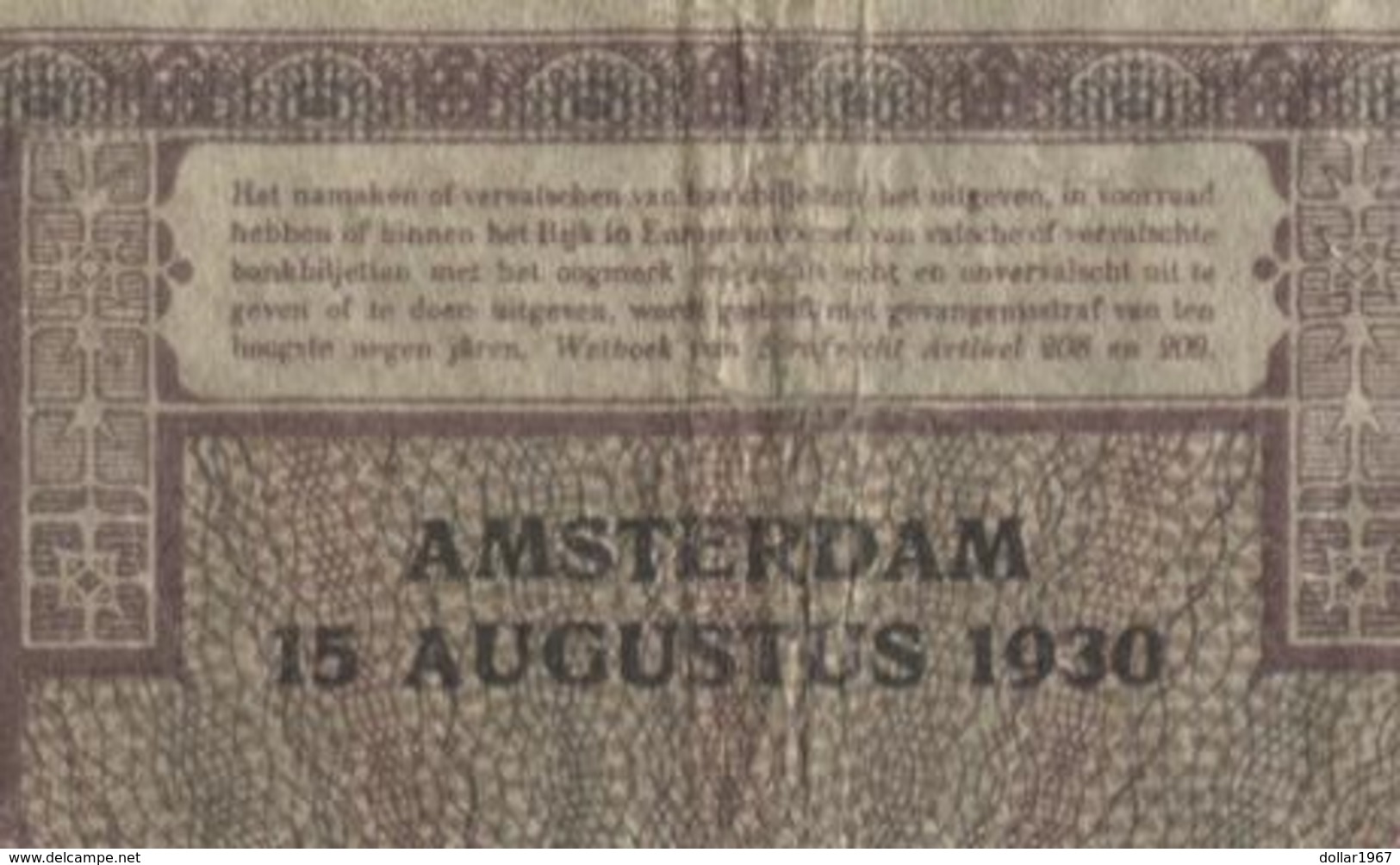 Netherlands  10 Gulden 1-3-1924 - 6-5-1932 - NR XD 005740 - 28 1d - See The 2 Scans For Condition.(Originalscan ) - 10 Florín Holandés (gulden)