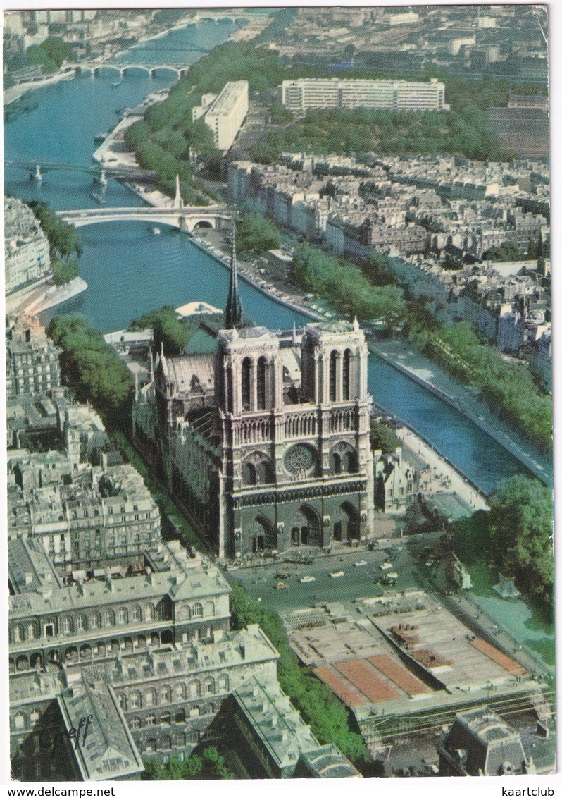 Paris - Vue Aérienne La Facade De Notre-Dame Et La Seine - (1973) - Notre Dame De Paris