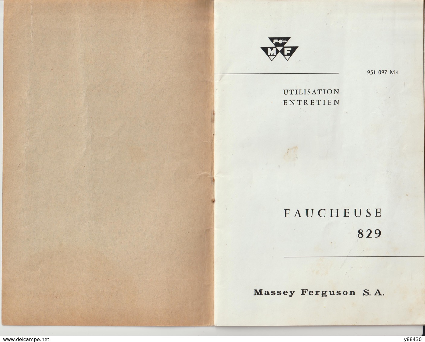 Livret Pour FAUCHEUSE N°829 Des Années 60 - MASSEY  FERGUSON - 24 Pages - 13 Scan. - Machines