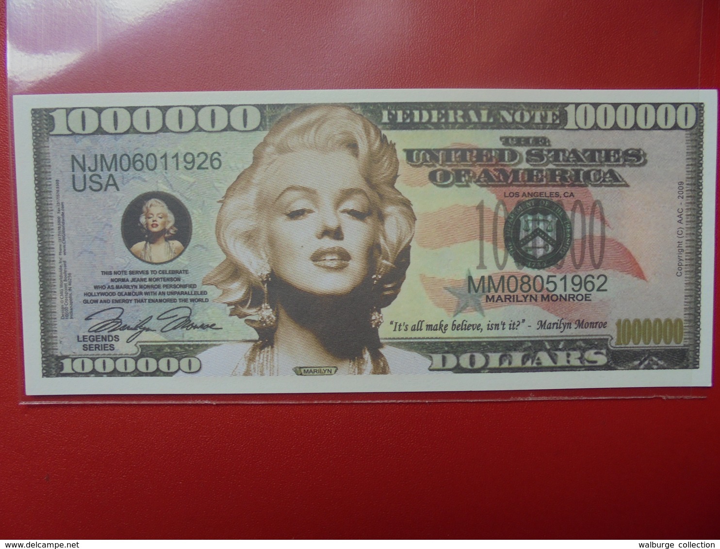 U.S.A FICTIF 1.000.000$ "M.MONROE" - Collections