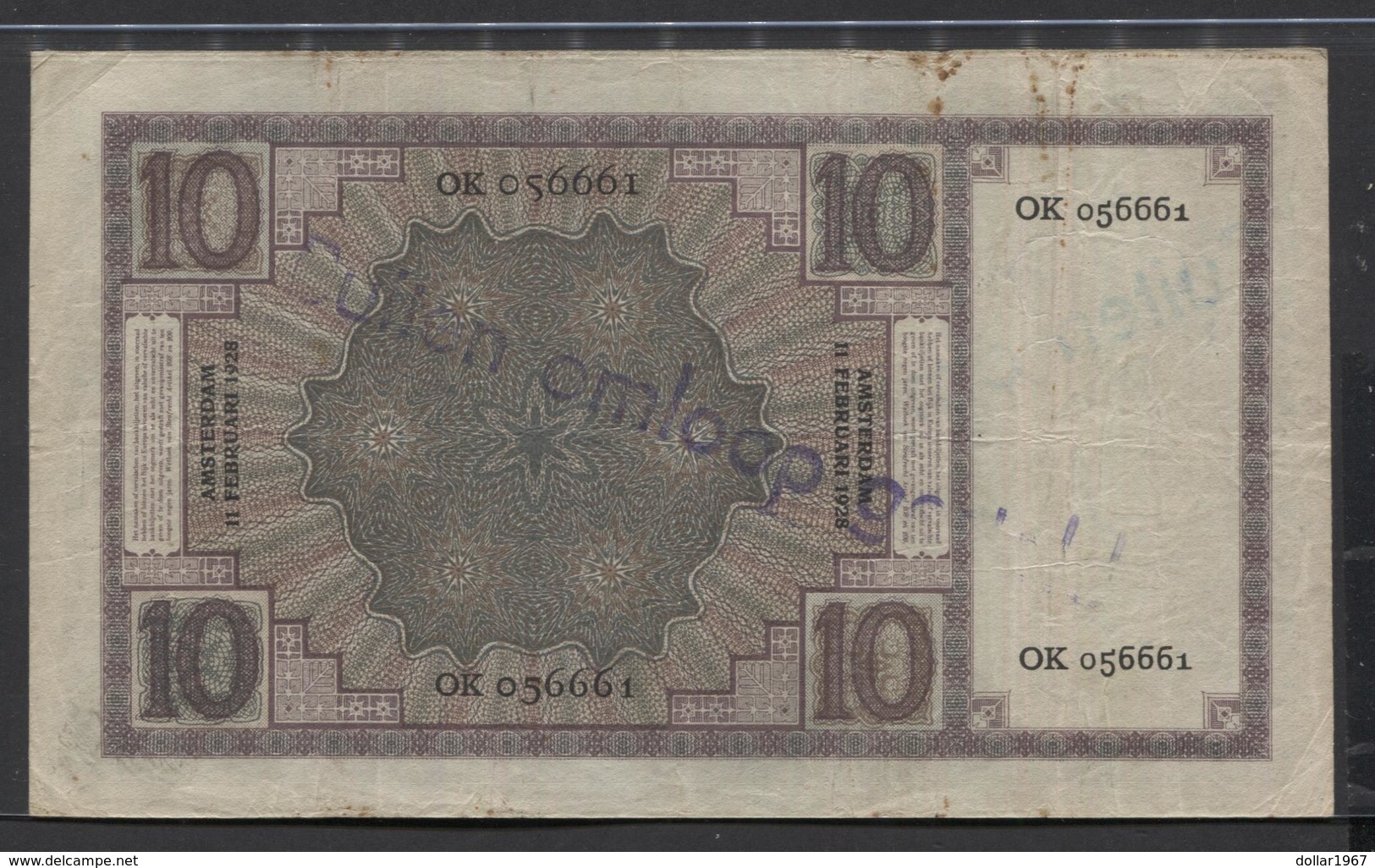 Netherlands  10 Gulden 1-3-1924 - 6-5-1932 - NR OK 056661 - 28 1c - See The 2 Scans For Condition.(Originalscan ) - 10 Gulden