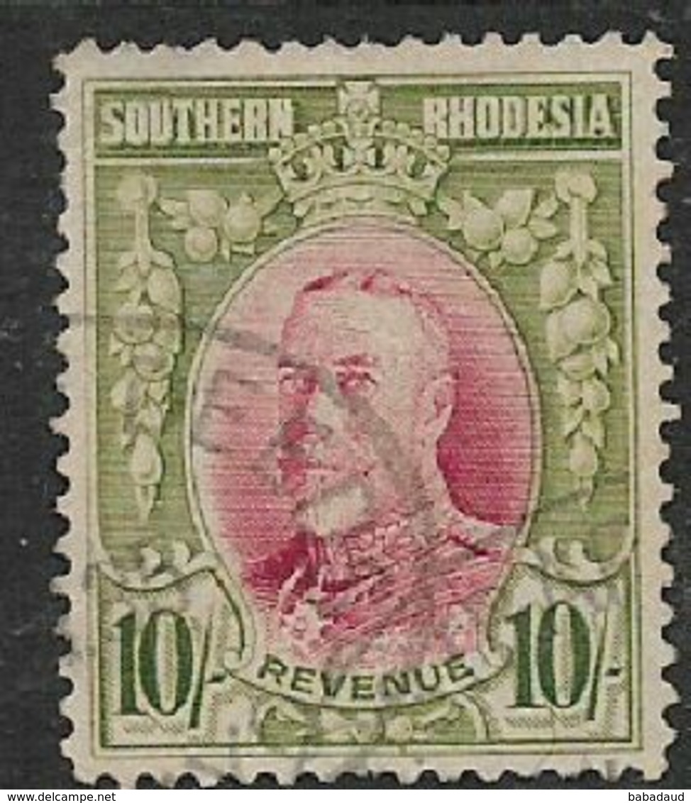 Southern Rhodesia, GVR, Field Marshal, 1924, 10/=,Revenue, Used - Southern Rhodesia (...-1964)