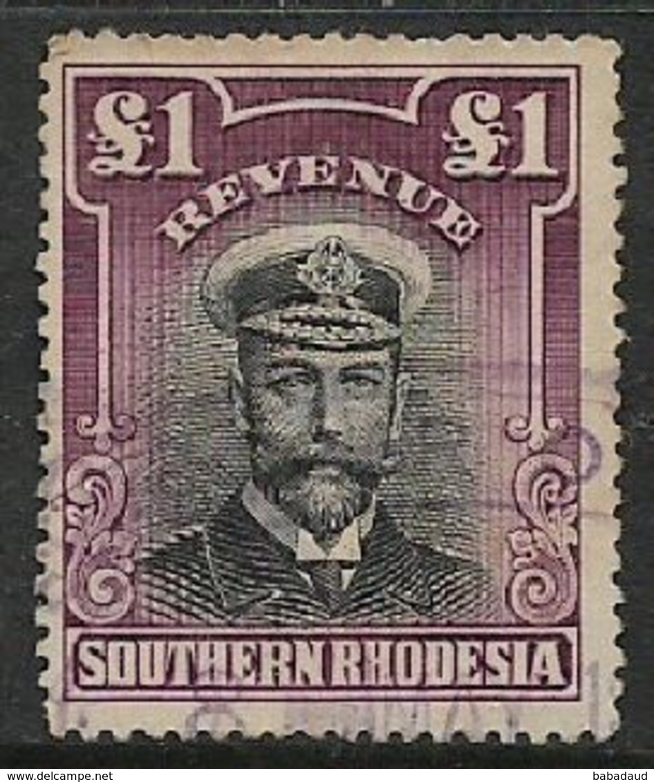 Southern Rhodesia, GVR,Admiral, 1924, £1,Revenue, Used - Southern Rhodesia (...-1964)