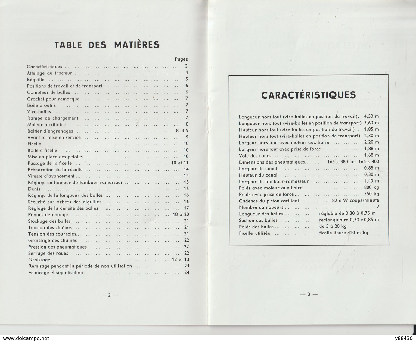 Livret Pour RAMASSEUSE PRESSE N°801 Des Années 50 - MASSEY  FERGUSON - 28 Pages - 15 Scan. - Macchine