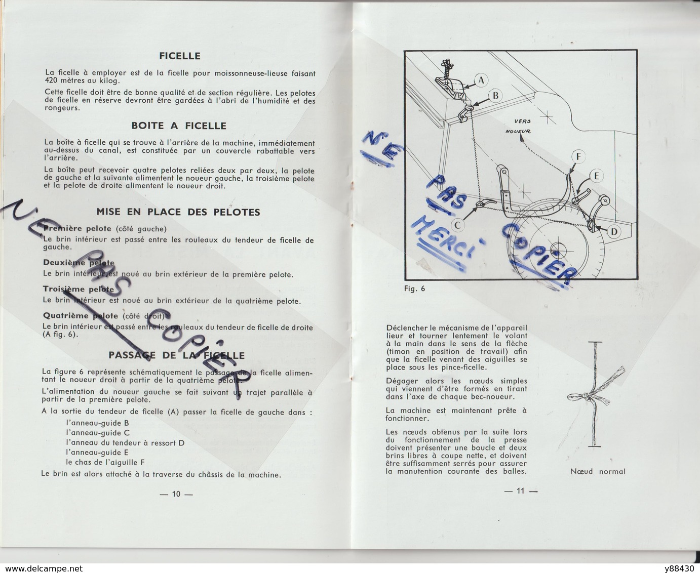 Livret pour RAMASSEUSE PRESSE n°801 des années 50 - MASSEY  FERGUSON - 28 pages - 15 scan.