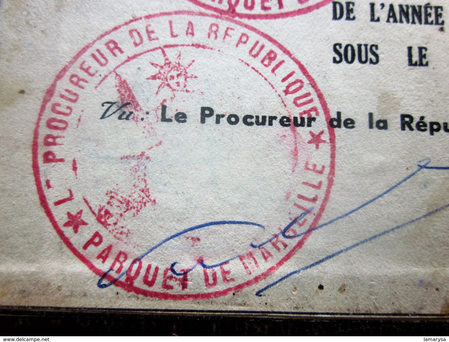 CONSEIL DE L'ORDRE DES AVOCATS BARREAU DE MARSEILLE CARTE IDENTITÉ(Périmé)MINISTÈRE JUSTICE Cachet Parquet Procureur Rep - Documents Historiques