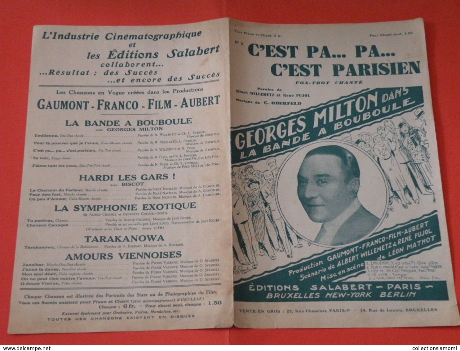 C'est Pa... Pa... C''est Parisien (Georges Milton) -(Paroles Willemetz & Pujol (Musique Oberfeld) Partition 1931 - Chansonniers