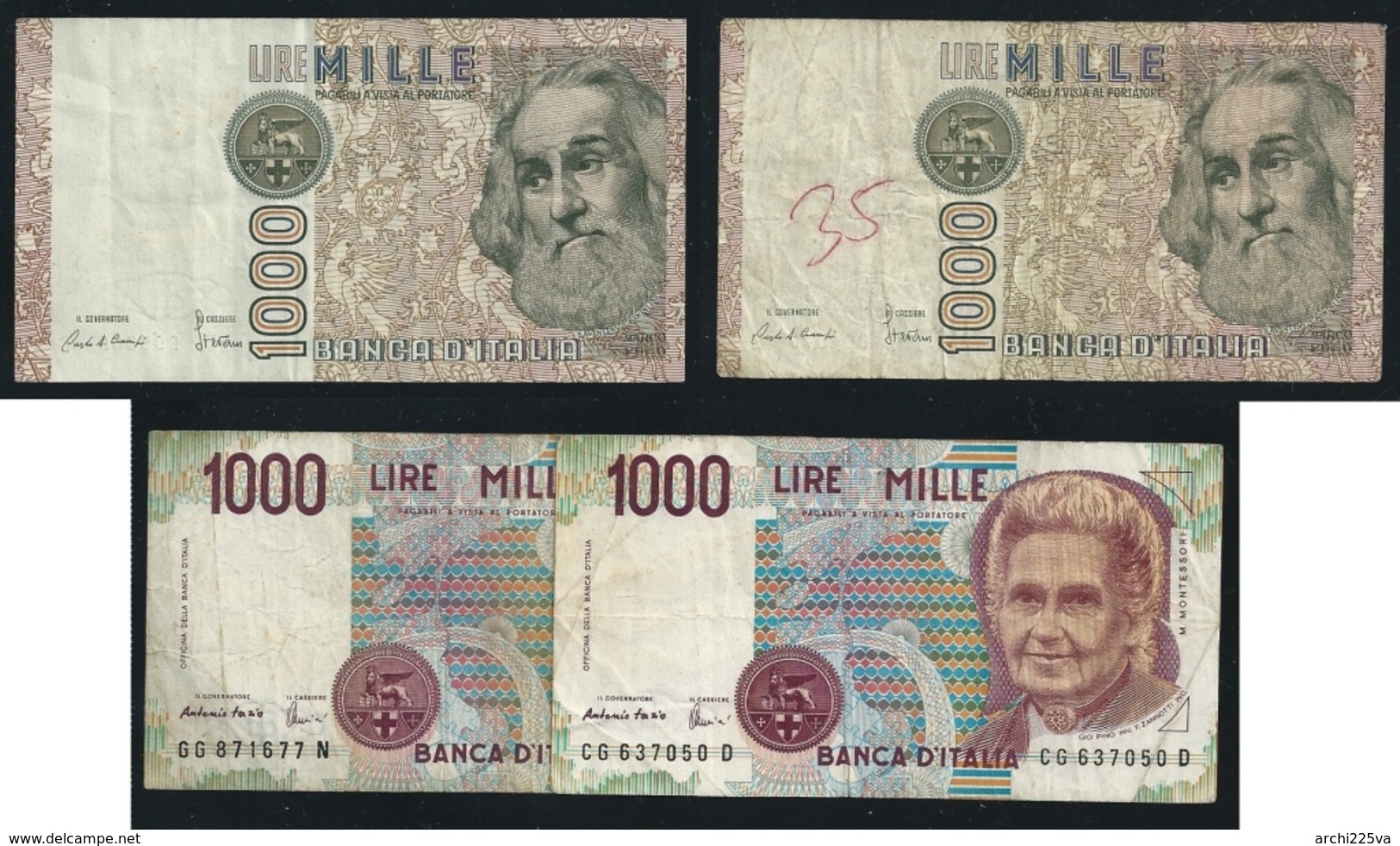 1984 / 96 ITALIA - 1.000 Lire - Marco Polo"SPL E B" Ciampi / Stevani + Montessori " B E B " - Fazio / Amici - 15 - 1.000 Lire