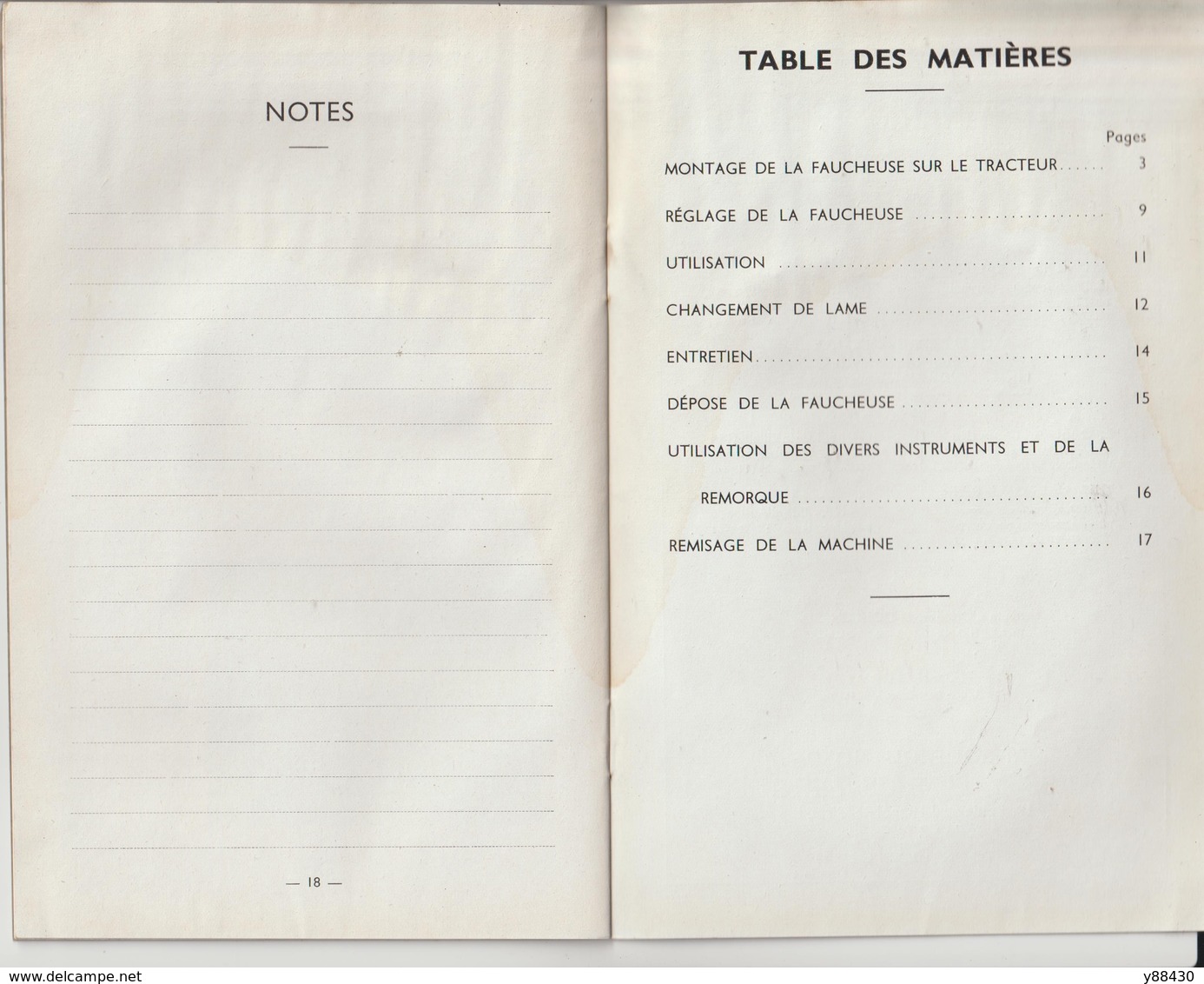 Livret pour FAUCHEUSE PORTEE des années 50 - MASSEY HARRIS FERGUSON - 24 pages - 13 scan.