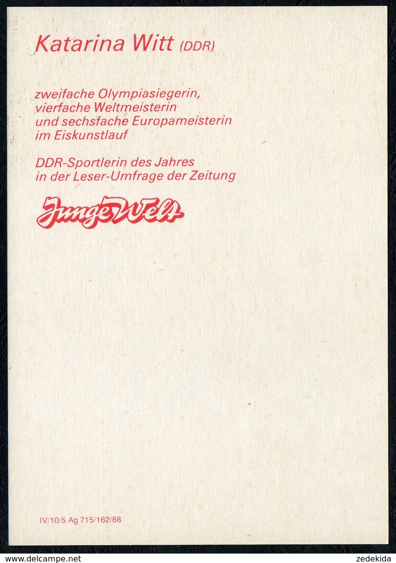 C5021 - TOP Katarina Witt DDR - Autogrammkarte Junge Welt - Eiskunstlauf - Andere & Zonder Classificatie